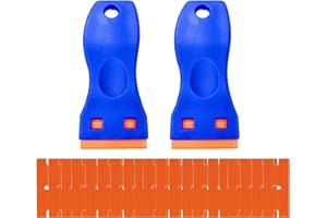 LMOGWL 2 mini raschietti in plastica, con 20 lame raschietti in plastica, per rimuovere residui adesivi, per rimuovere adesivi in vetro, autoadesivi auto, rimozione etichette