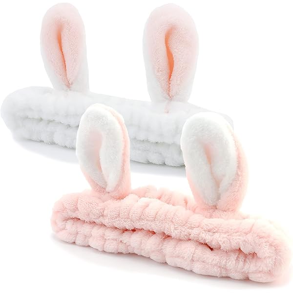 2 Stück Häschen-Ohren Haarband – Weiches Stirnband Für Make-up, Gesichtswaschen & Beauty – Süßes Oster-Accessoire
