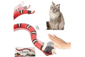 CJBIN Snakytoy ​Jouet Serpent pour Chat, Serpent Caoutchouc, Serpent Plastique, Faux Serpent Réaliste avec Câble USB, Prank Toy, ​Langue Rétractable et Queue Pivotante, pour Animaux de Compagnie