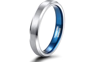 Zakk Anillos de compromiso para hombre y mujer de tungsteno cepillado en plata y azul, anillos de compromiso, alianzas de boda 4mm 6mm 8mm tamaño 47 a 72