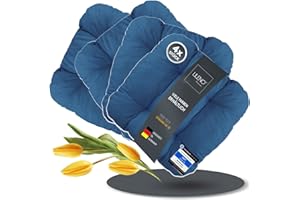 LILENO HOME Set di 4 cuscini per sedie colore blu scuro (38 x 38 x 8 cm) adatti a sedie da giardino cucina o sala da pranzo comodi e resistenti ai raggi UV per interni Cuscino per sedia da esterni.