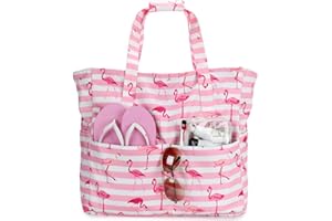 LEDAOU Bolsa de playa grande con cremallera para mujer, impermeable, bolsa de transporte, bolsa de transporte a prueba de arena con cremallera, piscina, fitness, bolsa de viaje familiar
