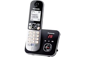 Panasonic KX-TG6821GB DECT Schnurlostelefon mit Anrufbeantworter (strahlungsarm, Eco-Modus, GAP Telefon, Festnetz, Anrufsperre) schwarz