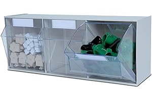 hünersdorff Klarsichtbehälter / Aufbewahrungsbox / Riegel für ein optimales MultiStore-Lagersystem im Baukastenprinzip aus hochschlagfestem Kunststoff (PS), Nr. 3, Grau, Lichtgrau