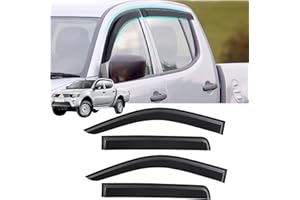 JHCHAN Deflectores de Viento para Mitsubishi L200 Triton 2006-2014 de Cabina Doble ahumados Negros Deflector de Viento