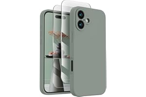FireNova Designed for iPhone 16 Case, Silicone Upgraded [Camera Protection] Phone Case with [2 Screen Protectors], Soft Anti-Scratch Microfiber Lining Inside, 6.1 inch, Calke Green