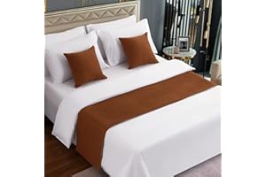 AMBERIS Bed Runner Brown, Imitation Linen Decorative Bed Scarf for Home Hotel