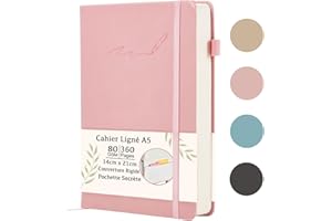 Soul Projekt Carnet de Notes A5 Rose, Cadeau Femme en Homme, Bloc Note Ligné, Journal Intime Adulte Noir, 360 Pages Notebook, Carnet d'écriture Aesthetic, Agenda Scolaire, Cahier A5