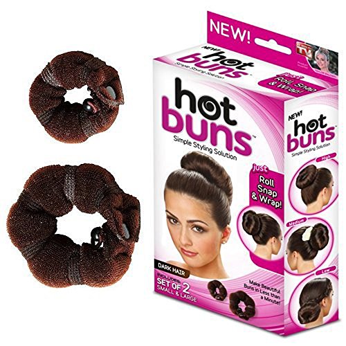 Hot Buns 1 Large and Small Elegant Casual Hair Magic Style Buns Maker (Black)