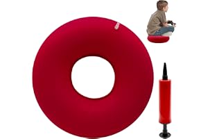 Griwuut Uppblåsbar munkkudde 40 cm med handpump, mjuk sittdyna för tryckavlastning medan du sitter eller ligger, luftkudde fö