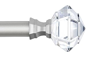 HOTOZON Bastone per Tende 80 a 218 cm, Bastone per Tende Argento, Asta Decorativa con Diamante in Acrilico per Soggiorno, Sala da Pranzo, Cucina, Camera da Letto
