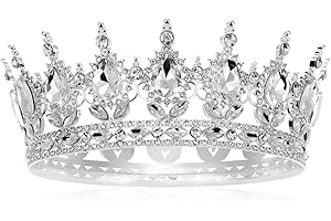 DEARMAMY Baroque Crown Tiara for Women - Bridal Headpiece Made of Silver Rhinestone Alloy Vintage Hair Accessories for Princesses