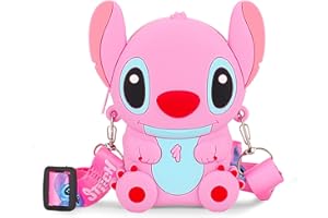 NIUMOWANG Stitch Enfant Sacoche Bandouliere, Sac en Silicone Stitch, avec bandoulière réglable, Mini Porte-Monnaie en Silicone pour Enfants, pour Les Cadeaux d'enfants Cadeaux d'anniversaire (B)
