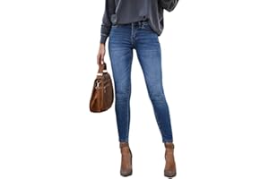 ORANDESIGNE Jeans Donna A Vita Media Eleganti Denim Pantaloni Slim Fit Skinny Jeans Leggins