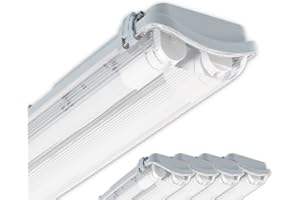 CLAR - Réglette LED Étanche 18W, 120 cm, 2 Tubes LED non inclus (Pack de 5)
