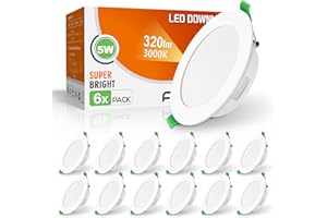 ‎ALUSSO ALUSSO LED Einbaustrahler 5W Ultra Flach 30mm, Warmweiß 3000K LED Spots 230V, 320LM IP44 Bad LED Einbauleuchten, LED Deckenspots Lochmaß 75-85mm Einbauspots für Badezimmer Wohnzimmer Küche, 12er Set