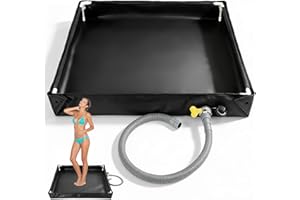 Faltbare Duschbasis 80x80x10cm – Tragbare Duschwanne mit Abflussrohr, Wasserdichte Camping Duschzelt-Basis für Indoor & Outdoor Camping Reisen und Haustierbad