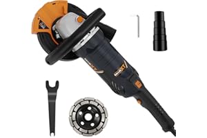MAXXT Concrete Sander - 125mm Diamond Disc, 1500W Powerful Motor, 7 Adjustable Speeds (1000-8500 RPM), Removable Guard, Versatile Tool for Plastering and Angled Surfaces