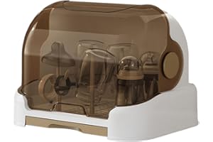 Foway Baby Bottle Storage Box, Dustproof Bottle Storage With Removable Drip Tray, Removable & Washable Baby Bottle Drying Rack With Covers, Countertop Rack For Toddler Bottles And Storage Box