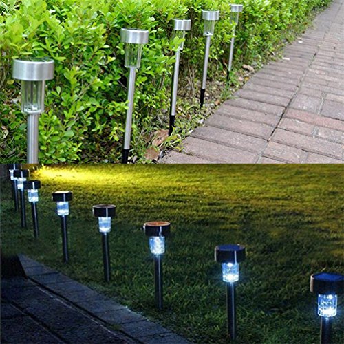 LED Solar Leuchten Edelstahl Spot Light Landschaft Wasserdichte Rasenbeleuchtung für Draussen Garten Terrasse Pfade und Einfahrten, 6-teilig