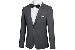 YOUTHUP Blazer Hombre con pajarita chaqueta de traje formal con un botón elegante clásico blazer para boda de negocios fiesta de humo