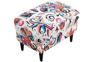 Highdi Copri Pouf Rettangolare Elasticizzato, Spandex Copertura Dell'Ottomano Stampa Elegante Copri Poggiapiedi Poltrona per Soggiorno, Morbido Lavabile Fodere per Sgabello (Fiori Che sbocciano)