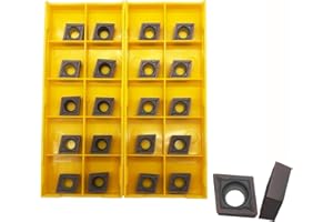 Hunricho 20 inserti in metallo duro CCMT09T304/CCMT32.51, inserto CCMT con rivestimento in mutilstrato, inserti di ricambio per tornio CNC (20 pezzi CCMT32.51)