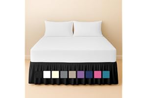 Rohi Base Valance Sheet Double Bed - Fit Over Base - Frilled 16” Deep Fit, Polycotton Bed Skirt - OEKO-TEX® Standard 100 Certified (Double Base Valance,Black)
