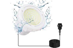 KWODE LED Poolbeleuchtung Unterwasser für Aufstellpool, 12W kalte weiße Frame Pool Poolbeleuchtung, 12V LED Unterwasserscheinwerfer IP68 Wasserdicht mit 7m Kabel,Außengewinde 2 ¼ Zoll