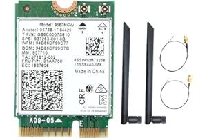 Comphic Carte WiFi 9560NGW + 2XAntenne 1730Mbps AC sans 9560 2.4G+5G BT 5.0 Adaptateur 802.11Ac M.2 CNVI 9560NGW Adaptateur Carte WiFi