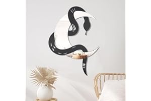 OYEFLY Black Snake and Crescent Moon Mirror Wall Decor,Gothic Snake Decorative Mural (style 1)