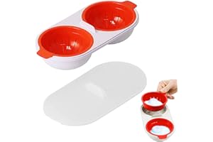 MEETTIKEY Microwave Egg Poachers, Double Egg Boiler Non-Stick Lids Portable Egg Poachers, Mold Poached Egg Maker for Ovens Breakfast Cooking Kitchen Steamed Poached Egg Gadget (Orange)
