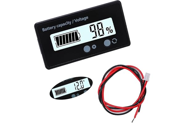VooGenzek Compteur de Batterie CC, Moniteur de Voltmètre de Capacité de Batterie, Indicateur de Batterie d'acide de Plomb, Écran LCD DC 12V 24V 36V 48V (Lumière Blanche)