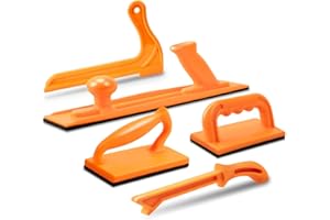 POWERTEC 71009 Push Block and Push Stick Set for Table Saws, Router Tables, Band Saws & Jointers, Dual Ergonomic Handles w/Max Grip, Hand Protection for Woodworking, Safety for Woodworkers – 5 Pack