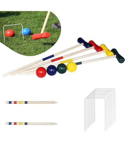 Set Di 2 Porte E Bersagli In Legno Massiccio Per Gioco Del Croquet, Ricambio GICO, Dimensioni 30x20 Mm