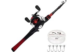 Kilitn Canna da Pesca e Mulinello Combo, Baitcasting Combo Baitcast Reel 1.5M Durevole Canna Telescopica in Fibra di Vetro con Lenza Kit Completo Manico Comodo