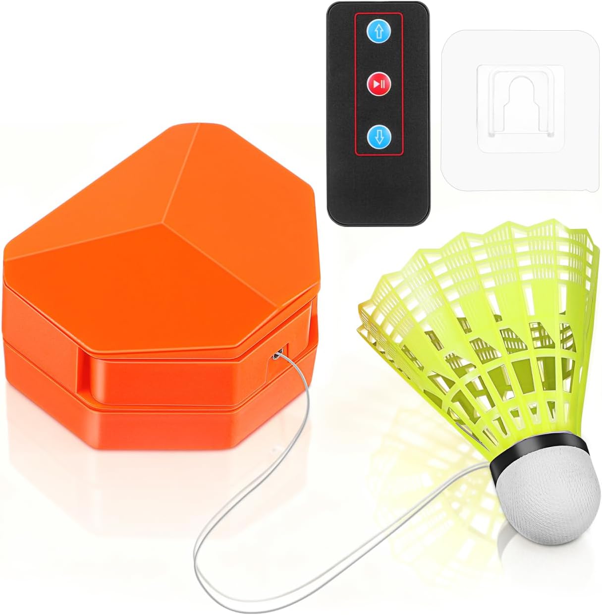 NOLITOY Juego de entrenamiento de rebote portátil de bádminton con control remoto y volante de nailon, ayuda de entrenamiento de bádminton eléctrico para un solo jugador con velocidad y ángulo para