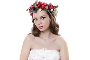 Cinta para el cabello Ever Fairy® de corona de flores, ajustable, para mujer o niñas