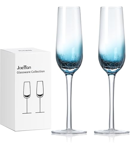 Lot De 4 Flûtes à Champagne Bleues Lesser & Pavey - Verres élégants Pour Fête Et Mariage - Cadeau Noël - Lavables Au Lave-vaisselle - 6