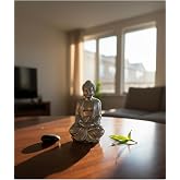 ZEROXO Meditasyon Yapan Buda Heykeli &ndash; Zen Bah&ccedil;esi ve Yoga K&ouml;şesi Dekoru &ndash; Spirit&uuml;el Biblo G&uuml;m&uuml;ş 10 x 10