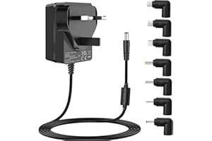 AMZFWING 5V 3A Power Supply Adapter Charger Cord, 100V-240V AC to DC 5 Volt fit for 5Vdc 3A 2.5A 2A 1.5A 1A 0.5A Electronic Equipment, with Interchangeable Tips, UKCA Certificate.