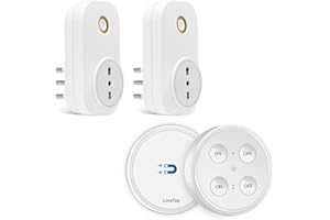 LoraTap Presa Telecomandata con Telecomando, 2 Spina Elettrica con Interruttore Senza Fili 200m Controllo Remoto On/Off per Elettrodomestici, Presa Italiana 10A 16A 3500W, Bianco, 2 Anni di Garanzia