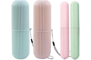 Yueser Étui de Brosse à Dents de Voyage, 2 Pièces Brosse a Dent Voyage Tasse de Voyage et 2pcs Étuis de Brosse à Dents de Voyage Étanche pour Famille Camping Voyages Randonnée