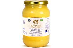‎MAHARISHI AYURVEDA Maharishi Ayurveda Bio Ghee, Gheebutter,Butterfett | Laktose-, zucker und glutenfrei zum Kochen, Braten und Backen | 500 g | 1er Pack