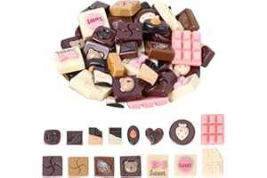 SUNNYCLUE 1 Scatola da 60 Pezzi di Mini Cioccolatini in Resina, Cioccolatini Sfusi, Carini, Rosa e BianCHIs, Piccoli, Finti, Imitazione, Dolci, Dessert, Cibo, Decorazioni Cabochon, per Casa, Ufficio,