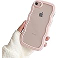 Ownest Compatible for iPhone SE Case iPhone 7 Case iPhone 8 Case Cute Curly Simple Wave Case Aesthetic Transparent Bumper for Girls Women Soft TPU Protective for iPhone 7/8/SE-Pink