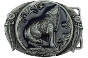 DTSMEOIC DT Vintage 3D Wild Wolf Howling, Punk Wolf Leaf Western Cowboy Belt Buckle,Gift for Men Women on Birthday or Christmas Day