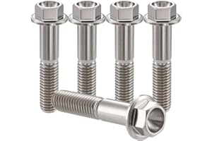 RISON-Titanium 5 Pezzi Bullone Flangiato in Titanio M6x1.0x25mm, Vite a Testa Esagonale con Flangia, Vite di Fissaggio Bulloneria a flangia Viti a Brugola per Bici, Moto, Auto