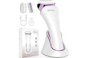 PRITECH Rasoio elettrico da donna, rasoio da donna, rasoio bikini trimmer, depilazione corpo per gambe e ascelle, indolore, senza fili, ricaricabile, bagnato e asciutto, viola e bianco