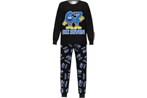 Yovova 67 Meme Pyjamas Set Boys Girls Sleepwear Six Seven Number 6 7 Christmas Long Sleeve Pjs Tops and Pants 2 Piece Outfit for Kids